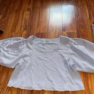 aerie Light Blue Puff Sleeve Cropped Top